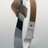 Ormé Bangle Edition Silver in rhodium with Taupe Leather