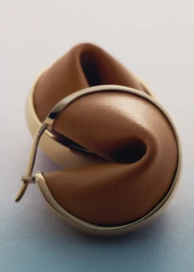 Ormé Hoop Earrings Edition Gold Gilded with Camel Leather