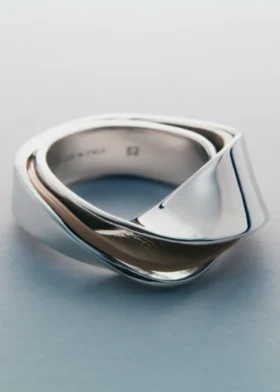 Ormé Ring Edition Silver in rhodium with Taupe Leather